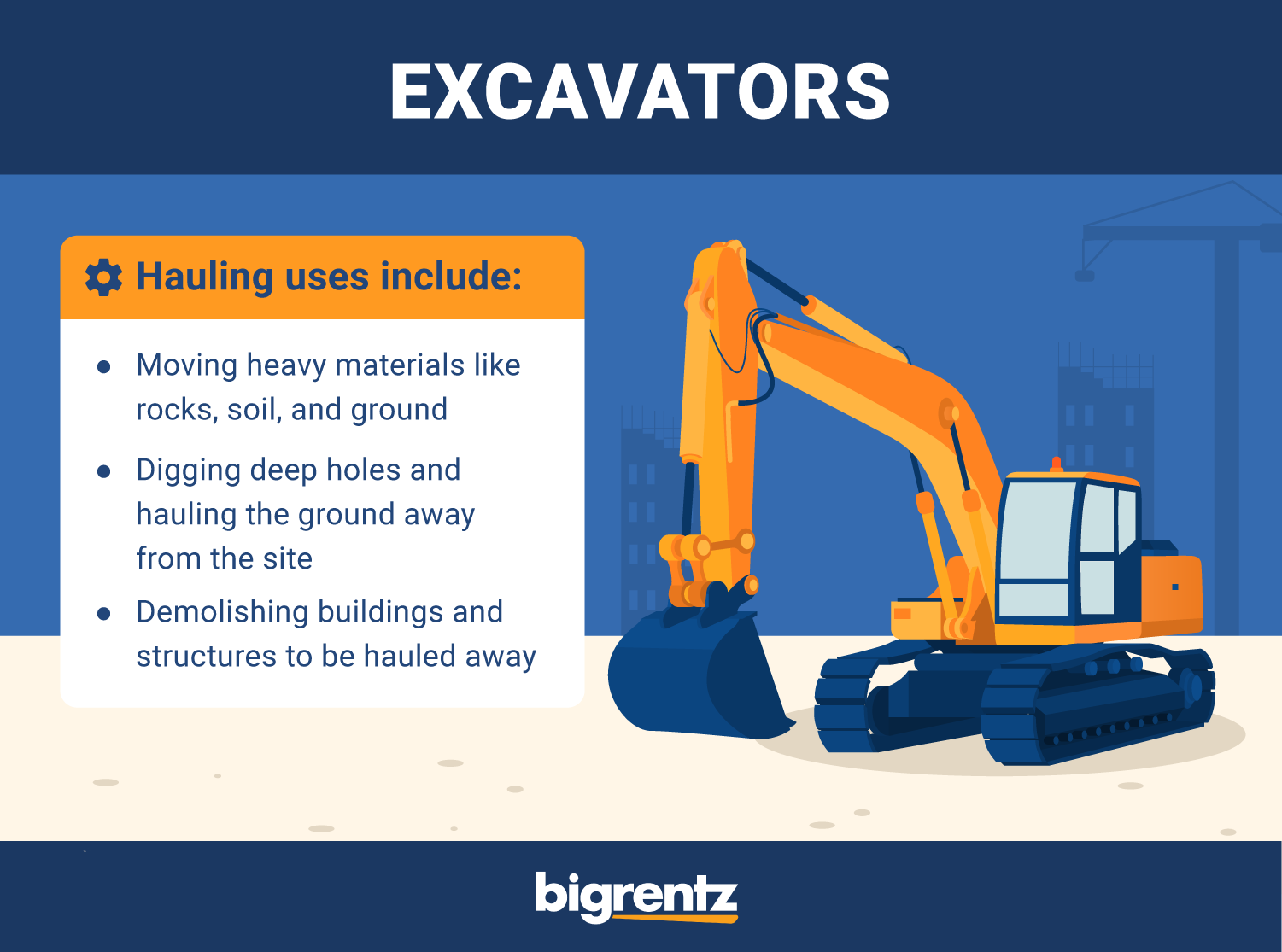 excavator hauling uses